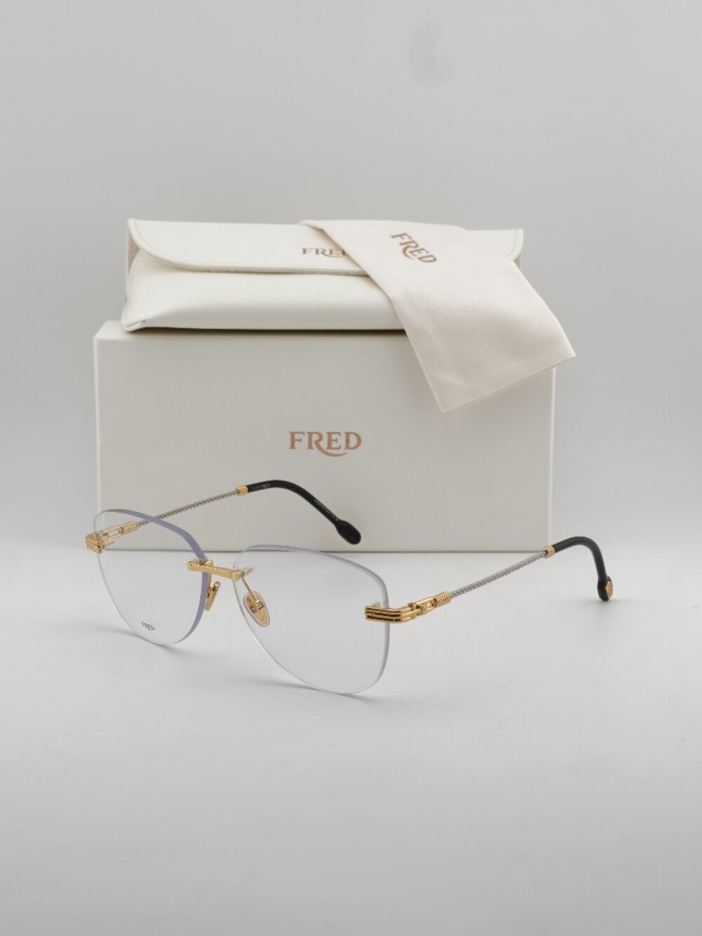 Fred FG50043U 031 Rimless Aviator 62mm Eyeglasses - Gold